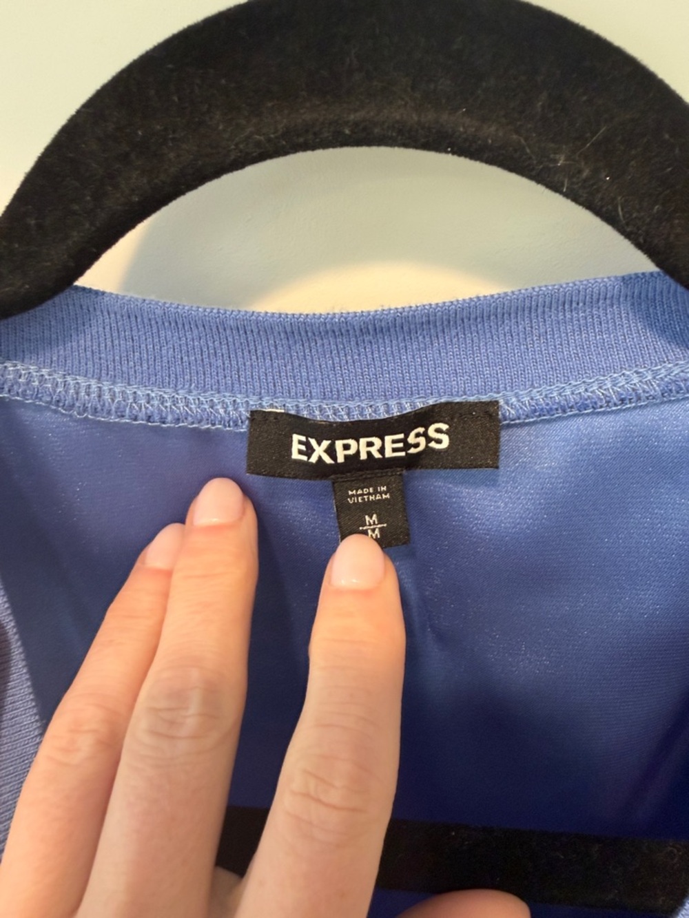 Express Sleeveless Ruffle Trim Shell Top - Blue - Picture 3 of 5